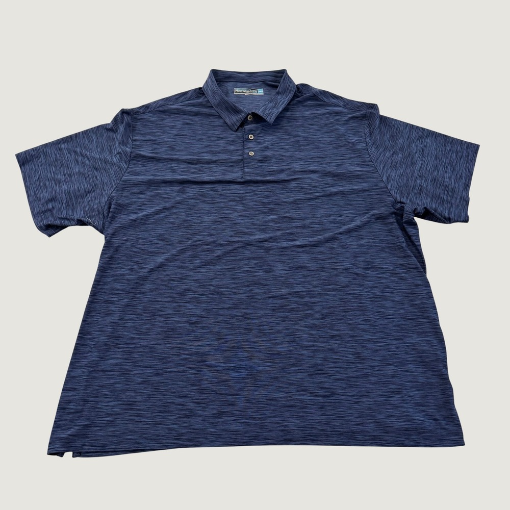 Roundtree & Yorke Performance Polo Shirt Mens 3XB Blue Space Dye Short Sleeve